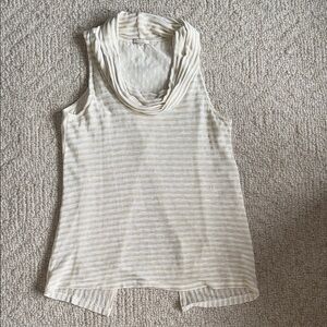 Pleione Asymmetrical White and Gray Sleeveless Tank Top